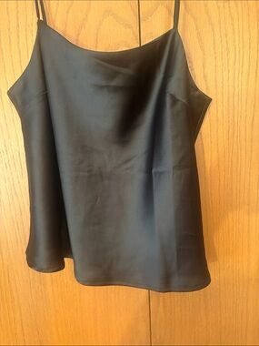 Black Satin Spaghetti-Strap Tank Top